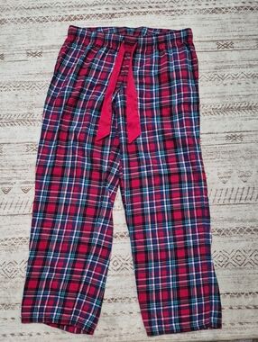 George Red and Navy Plaid Kids Pajama Bottoms